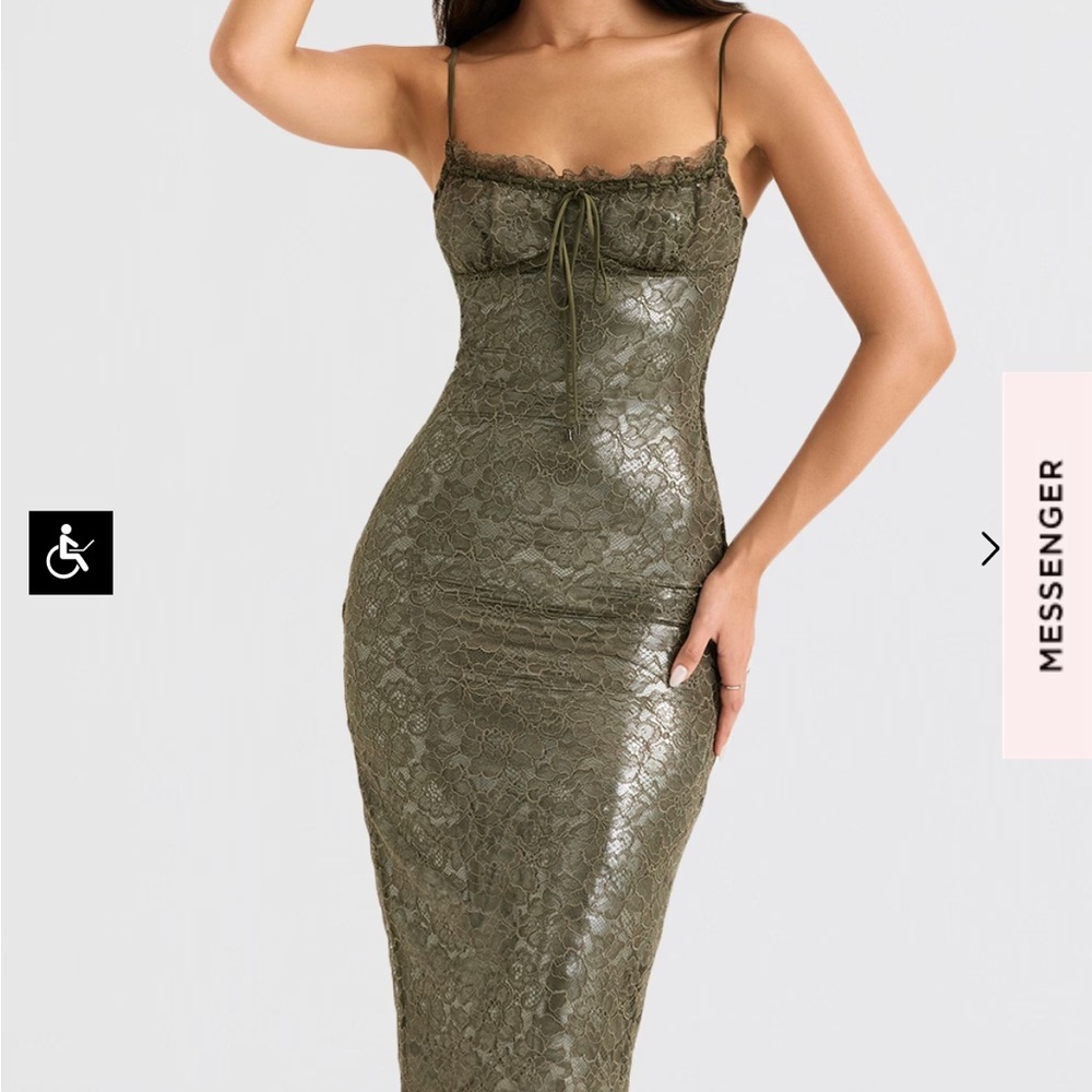 Isla Olive Lace Midi Dress
